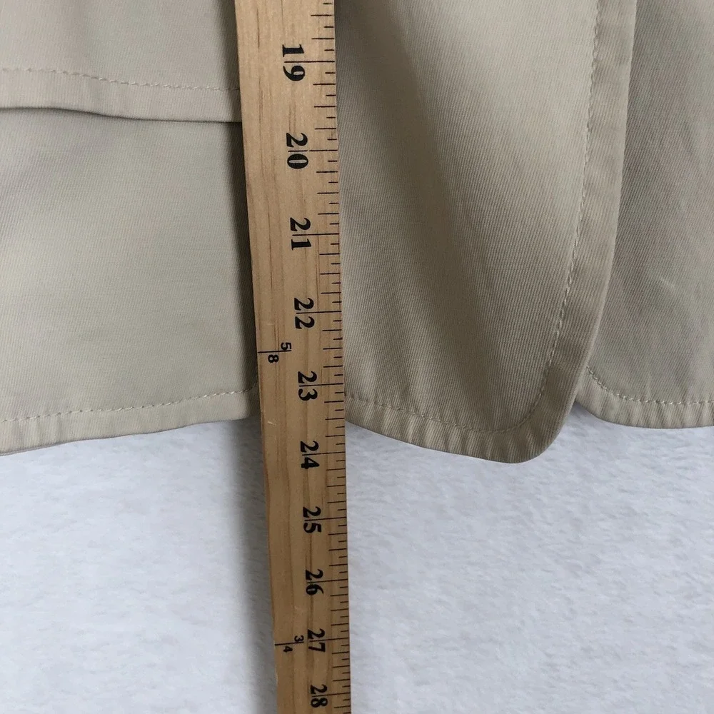 TALBOTS Twill Jacket Women's 10 Khaki 3/4 Sleeve Pockets‎ Two Button Minimalist